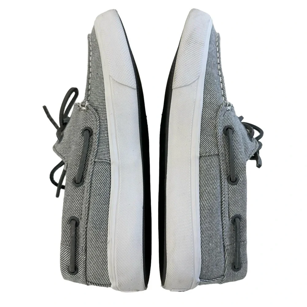 Sperry Bahama II 2-Eye Twill Grey Slip-On Boat Shoes Size 8